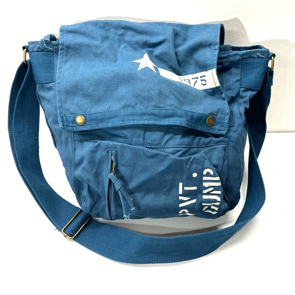 PVT. Gump 1975 Large Blue Adjustable Strap Crossbody Messenger Bag - Carryon - Picture 1 of 14